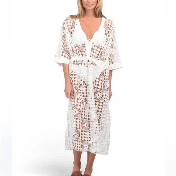 anthropologie cover up crochet maxi dress By Anthropologie Sheer Crochet Cover-Up Dress